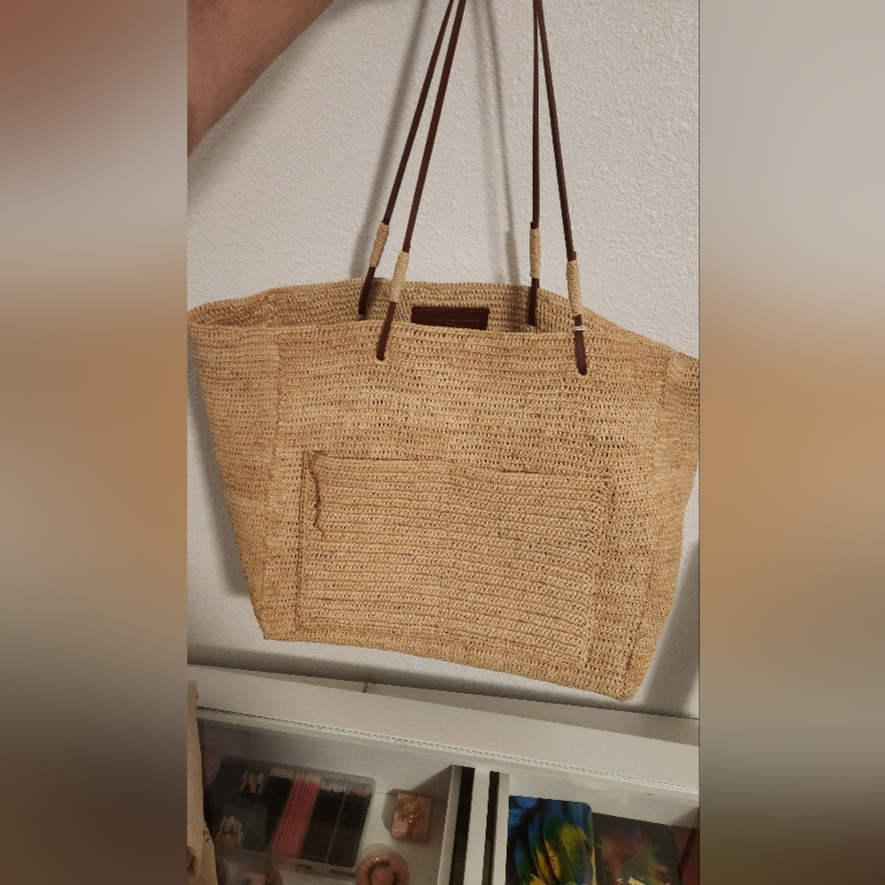 Sézane gaby weaved bag natural